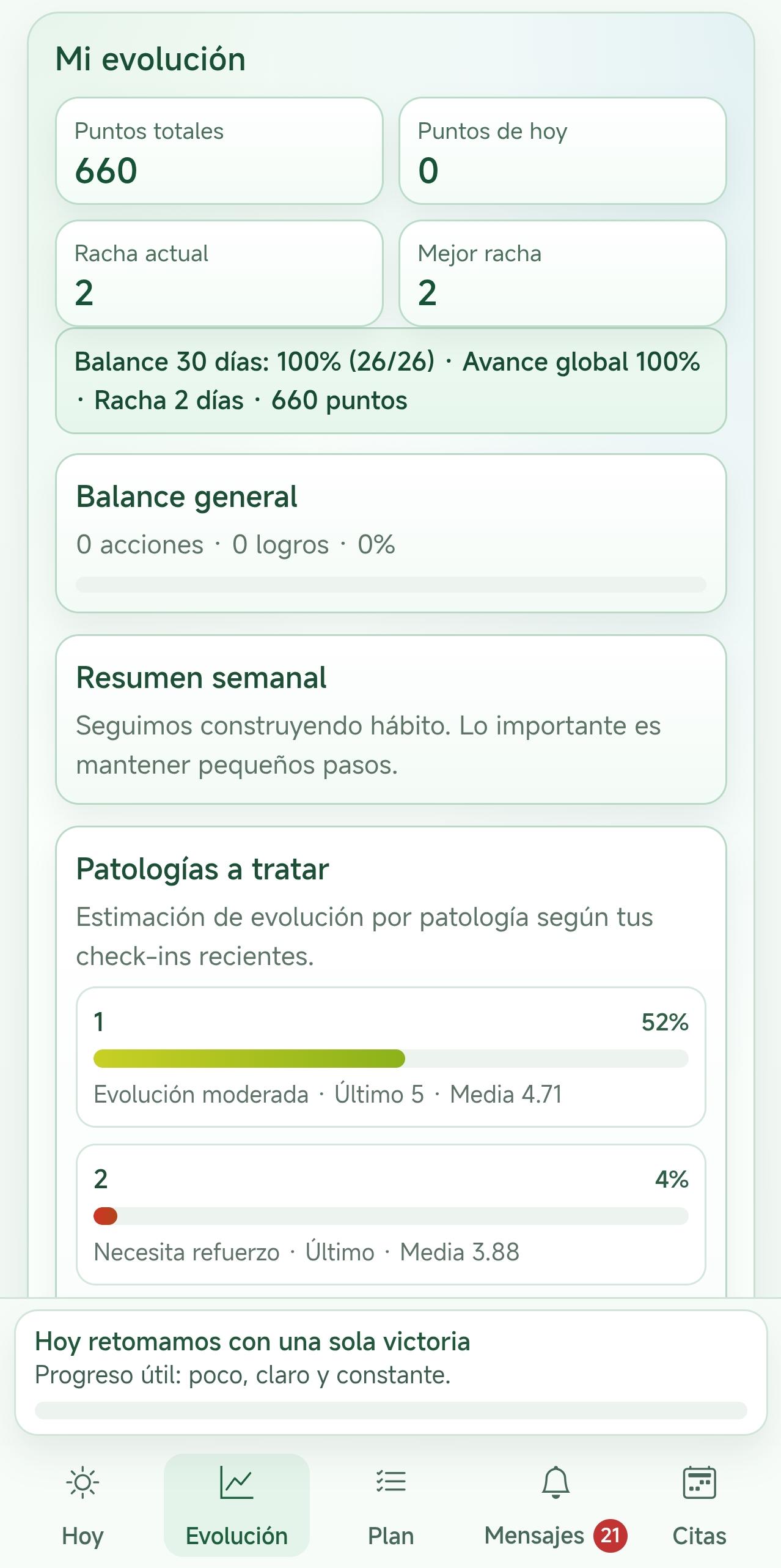 QiCare en móvil del paciente, captura 2